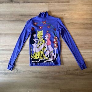 Miranda Makatoff Desigual Sheer Slim High Neck Purple Long Sleeve M Shirt Bold